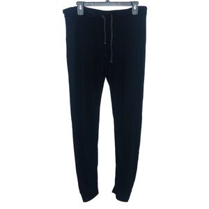 La Causa Waffle Knit Thermal Joggers Drawstring Waist Black Size Medium